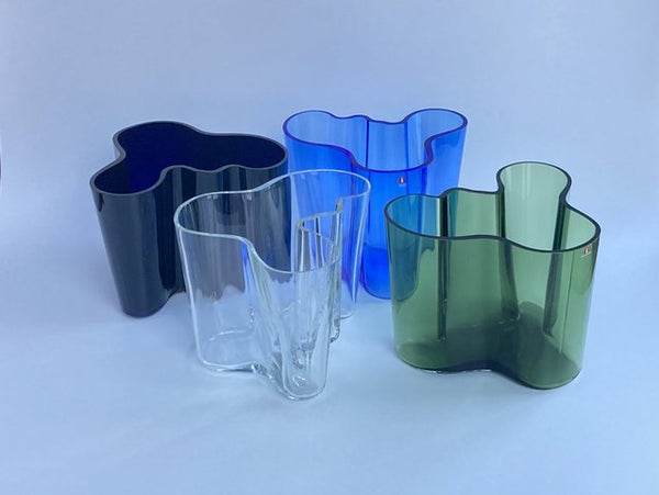 Alvar Aalto Vase Blue 160mm Iittala 1990s vintage