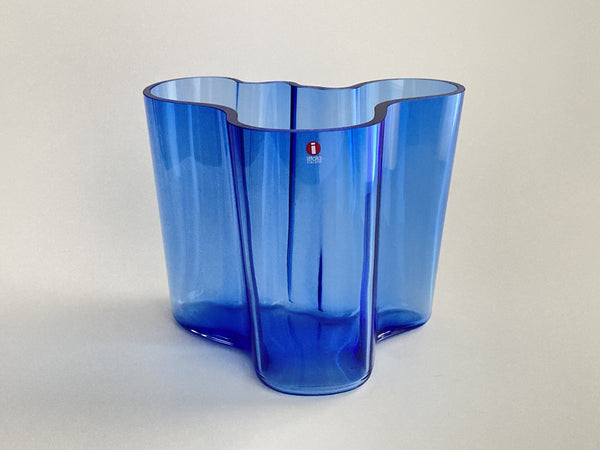 Alvar Aalto Vase Blue 160mm Iittala 1990s vintage