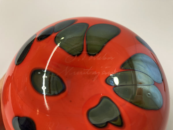 Oiva Toikka - Apple Red vintage with luster spots 1990-1992 Nuutajärvi