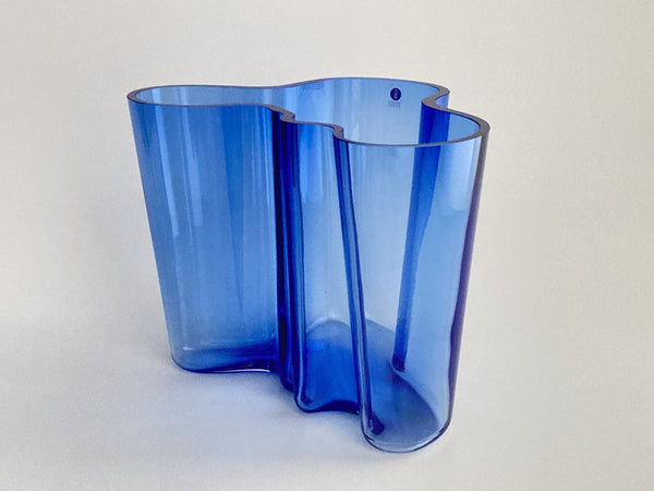 Alvar Aalto Vase Blue 160mm Iittala 1990s vintage