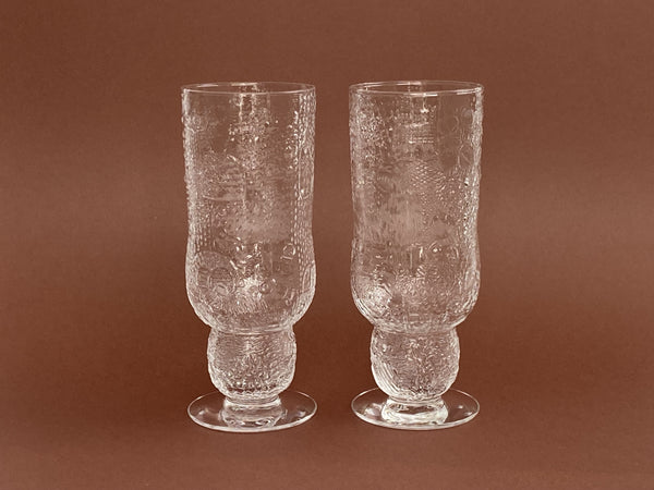 2 pcs Fauna beer glasses - Oiva Toikka Nuutajärvi 4,5cl 1970-1975