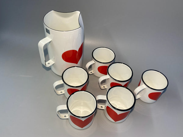 Finel vintage enamel steel Mug heart Wärtsilä 60:s-70:s - design Kaj Franck