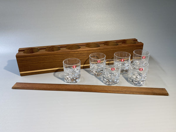 Tapio Wirkkala - Gaissa 4cl shot glasses set in luxury Teak Box, Iittala