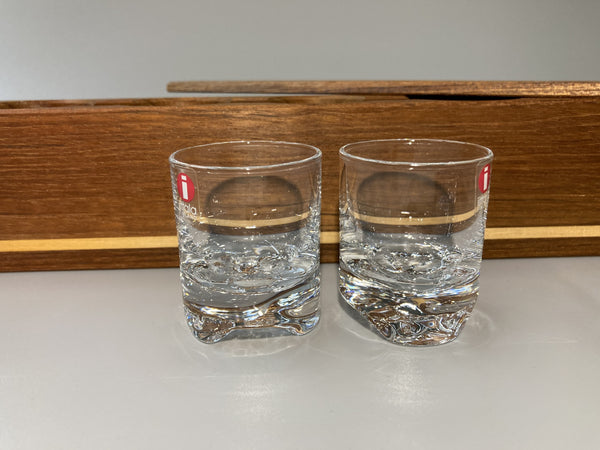 Tapio Wirkkala - Gaissa 4cl shot glasses set in luxury Teak Box, Iittala