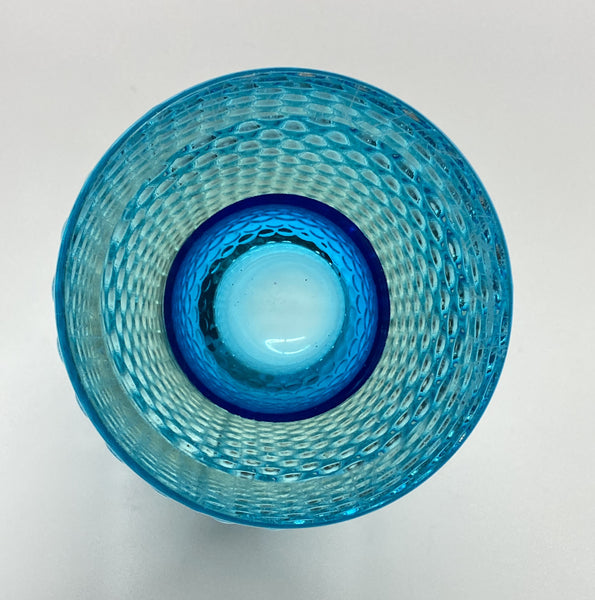 Saara Hopea Näppylä Vase turquoise Nuutajärvi Notsjö 70s vintage