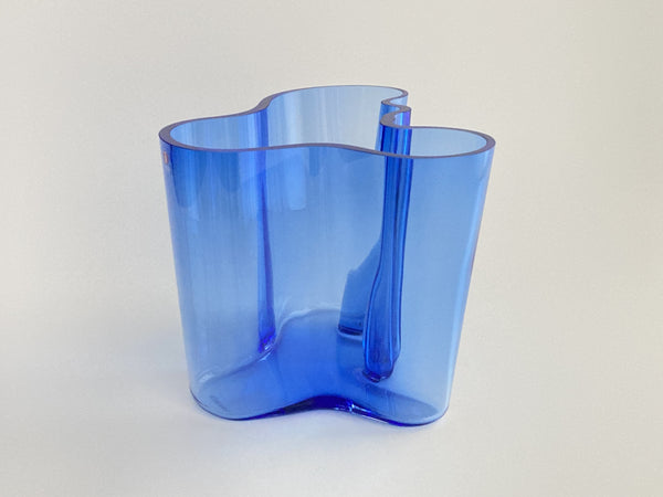 Alvar Aalto Vase Blue 160mm Iittala 1990s vintage