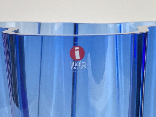 Alvar Aalto Vase Blue 160mm Iittala 1990s vintage
