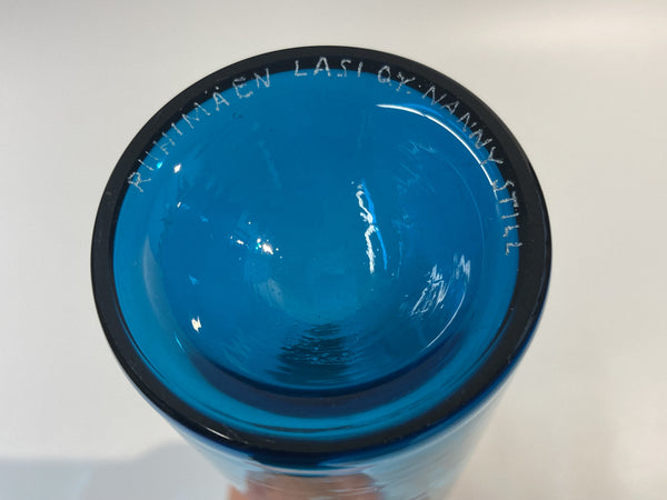 Nanny Still vase bottle turquoise Riihimäen Lasi Oy