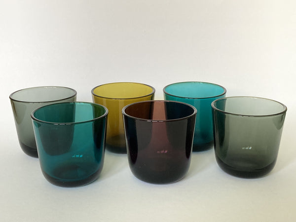 Kaj Franck - vintage set of 6 colored glasses model 5023 Nuutajärvi -60s (In box)