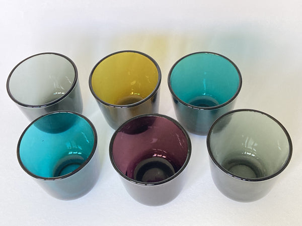 Kaj Franck - vintage set of 6 colored glasses model 5023 Nuutajärvi -60s (In box)