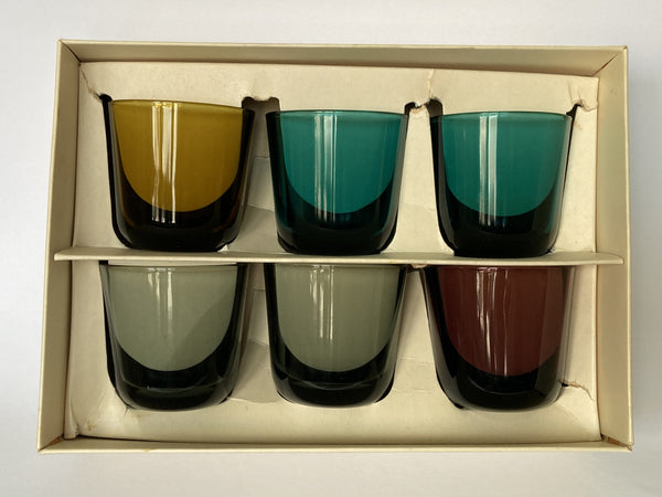 Kaj Franck - vintage set of 6 colored glasses model 5023 Nuutajärvi -60s (In box)