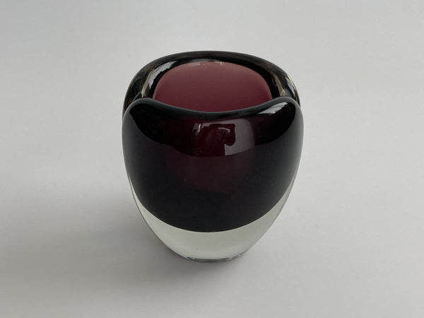 Purple art glass vase design Kaj Franck on a white background