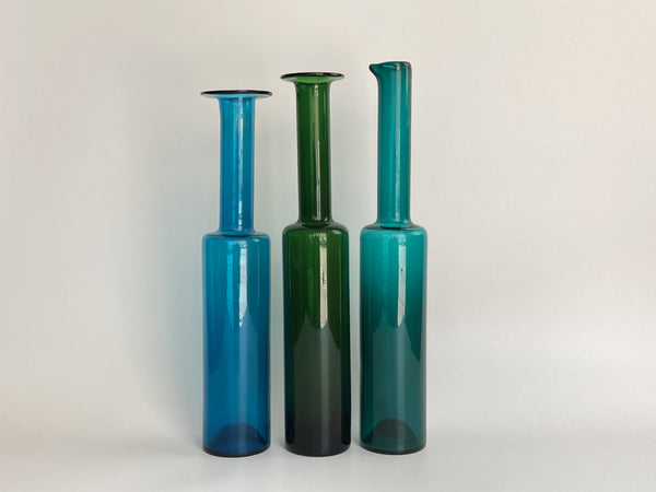 Nanny Still vase bottle emerald green Riihimäen Lasi  (K4)