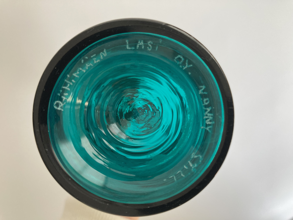 Nanny Still vase bottle emerald green Riihimäen Lasi  (K4)