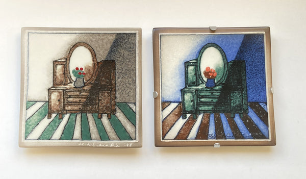 Heljä Liukko-Sundström - 'Piironki' Wall Plate 12x12cm from 1988 by Arabia