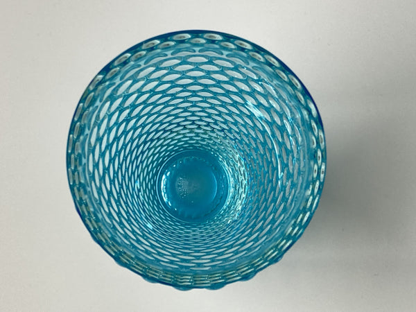 Saara Hopea Näppylä Vase turquoise Nuutajärvi Notsjö 70s vintage