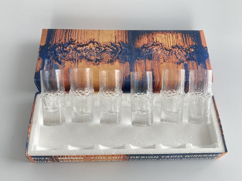 Tapio Wirkkala Gaissa 4cl shot glasses snapsilasit puukotelossa