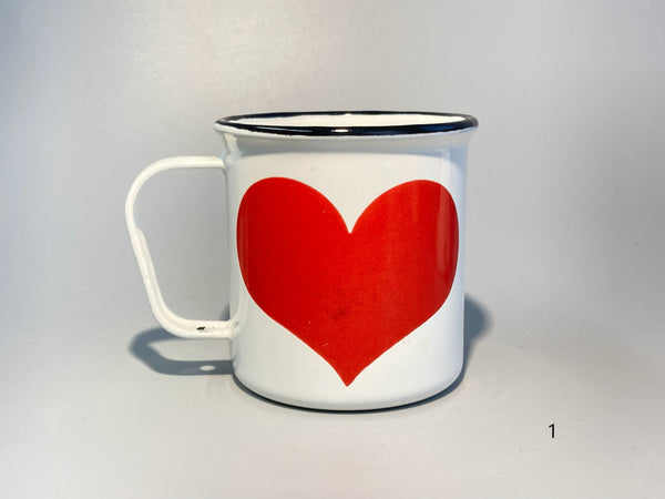 Finel vintage enamel steel Mug heart Wärtsilä 60:s-70:s - design Kaj Franck