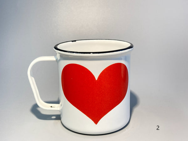 Finel vintage enamel steel Mug heart Wärtsilä 60:s-70:s - design Kaj Franck
