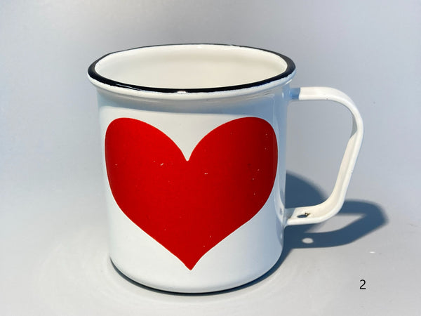 Finel vintage enamel steel Mug heart Wärtsilä 60:s-70:s - design Kaj Franck