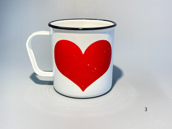 Finel vintage enamel steel Mug heart Wärtsilä 60:s-70:s - design Kaj Franck