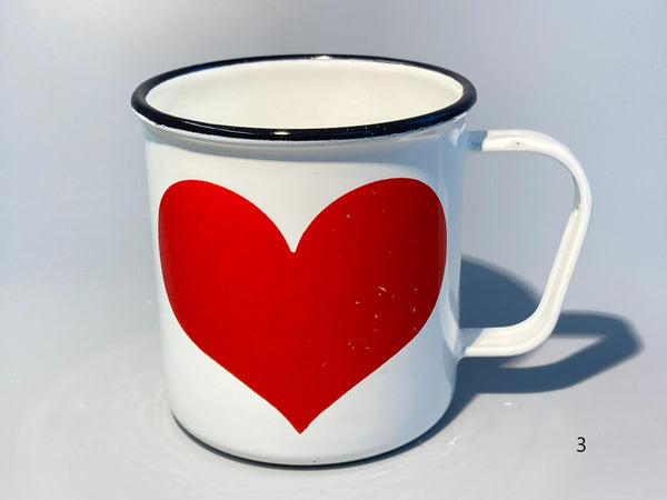 Finel vintage enamel steel Mug heart Wärtsilä 60:s-70:s - design Kaj Franck