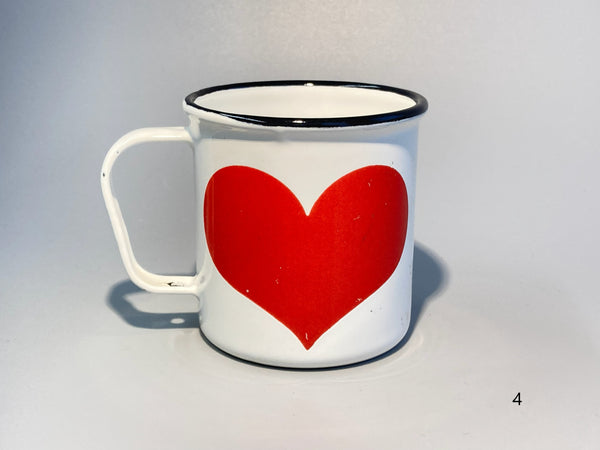 Finel vintage enamel steel Mug heart Wärtsilä 60:s-70:s - design Kaj Franck