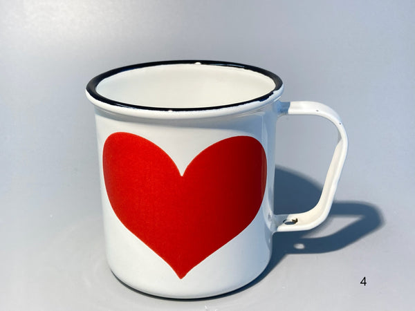 Finel vintage enamel steel Mug heart Wärtsilä 60:s-70:s - design Kaj Franck