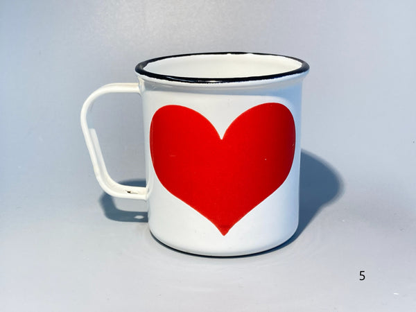 Finel vintage enamel steel Mug heart Wärtsilä 60:s-70:s - design Kaj Franck
