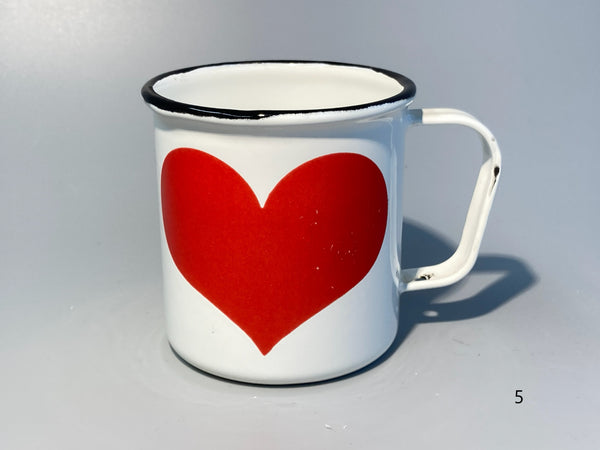 Finel vintage enamel steel Mug heart Wärtsilä 60:s-70:s - design Kaj Franck