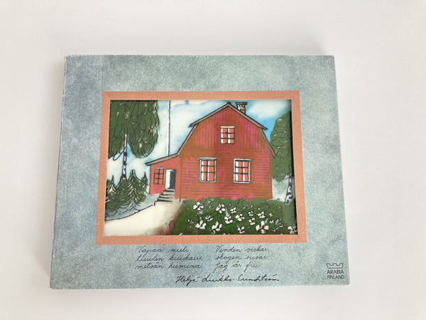 Heljä Liukko-Sundström  Ceramic Art Plate 20,7cm - 'Punainen tupa ja perunamaa' - 1997 (in box)