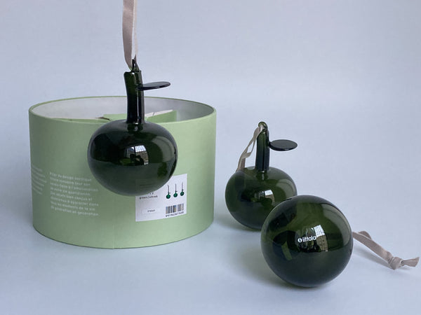 Three Glass Apple Decorations moss green - Iittala Collection (NEW)