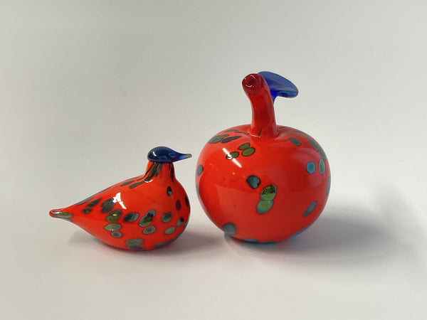 Oiva Toikka - Apple Red vintage with luster spots 1990-1992 Nuutajärvi