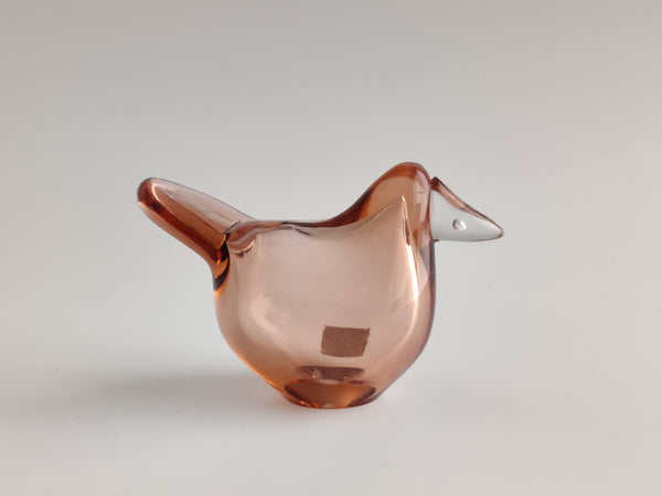 Flycatcher - Sieppo 1970s vintage salmon pink/amber - Oiva Toikka Nuutajärvi