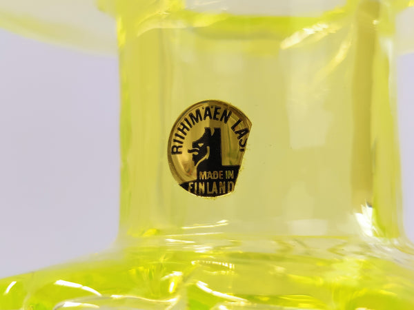 Helena Tynell - Sun Bottle yellow 3/4 Riihimäen Lasi Aurinkopullo 1964-1974