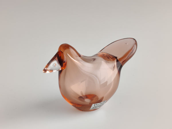 Flycatcher - Sieppo 1970s vintage salmon pink/amber - Oiva Toikka Nuutajärvi