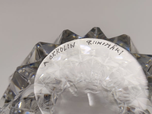 Aimo Okkolin - Lumpeenkukka - Water Lilly - clear crystal Riihimäen Lasi Finland