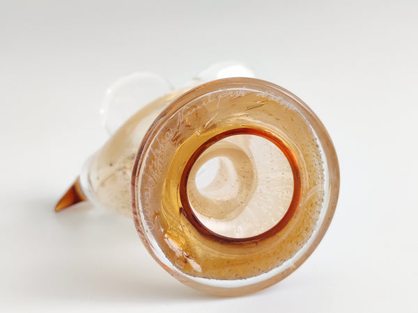 Flycatcher Honey/Amber with clear wings on foot - Sieppo - Oiva Toikka Nuutajärvi vintage