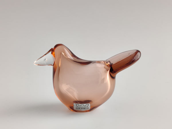 Flycatcher - Sieppo 1970s vintage salmon pink/amber - Oiva Toikka Nuutajärvi