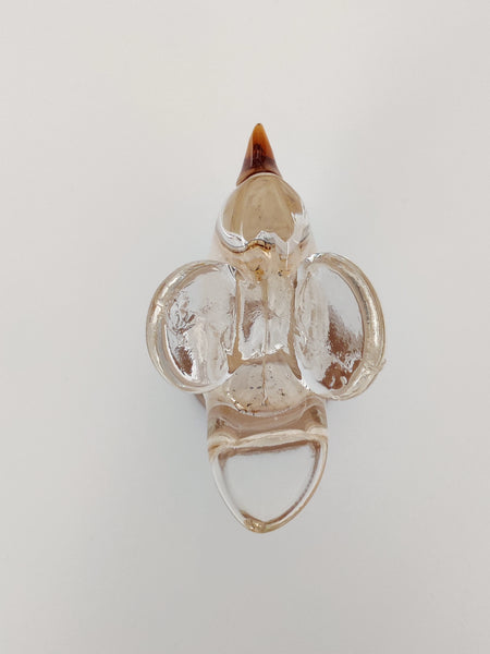 Flycatcher Honey/Amber with clear wings on foot - Sieppo - Oiva Toikka Nuutajärvi vintage