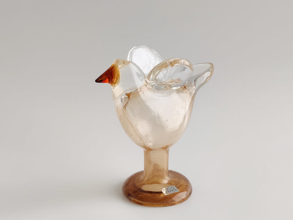 Flycatcher Honey/Amber with clear wings on foot - Sieppo - Oiva Toikka Nuutajärvi vintage