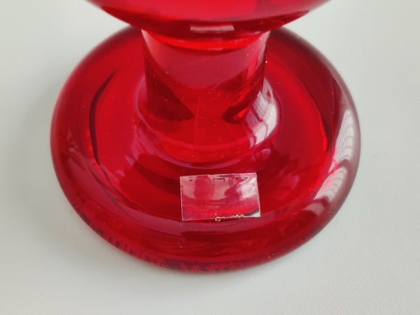 Flycatcher Red with clear wings on foot - Sieppo - Oiva Toikka Nuutajärvi vintage RARE