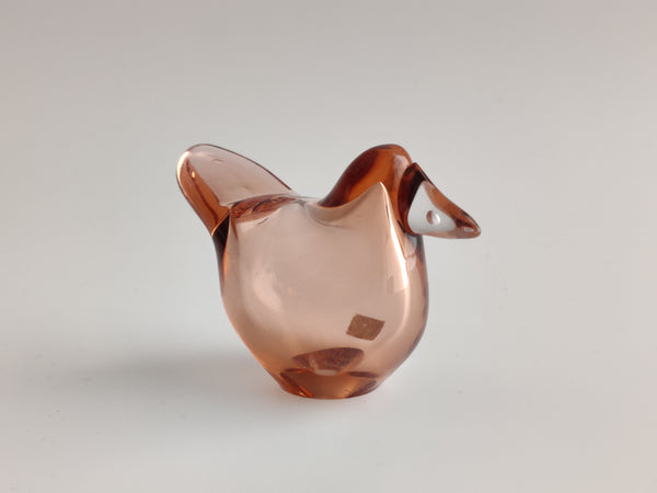 Flycatcher - Sieppo 1970s vintage salmon pink/amber - Oiva Toikka Nuutajärvi