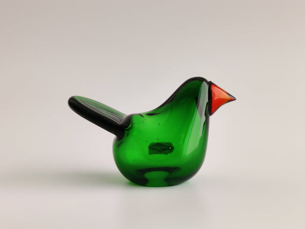 Flycatcher Green with orange beak Sieppo 70s vintage - Oiva Toikka Nuutajärvi