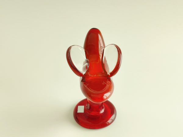 Flycatcher Red with clear wings on foot - Sieppo - Oiva Toikka Nuutajärvi vintage RARE