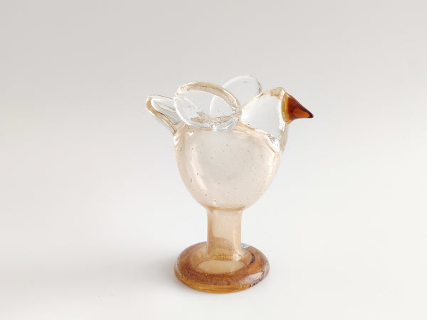 Flycatcher Honey/Amber with clear wings on foot - Sieppo - Oiva Toikka Nuutajärvi vintage