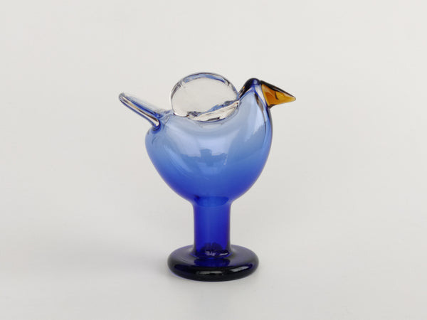 Flycatcher Blue with foot 1970s Sieppo vintage Oiva Toikka Nuutajärvi