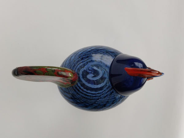 Kaiku blue large rooster bird Oiva Toikka glass design Finland