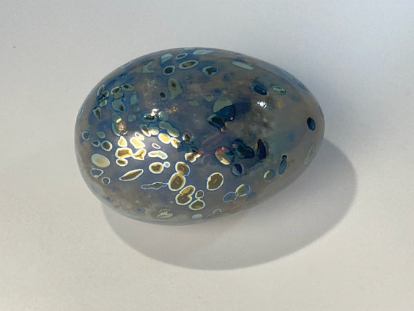 Egg spotted blue-grey - Oiva Toikka Nuutajärvi - täplikäs siniharmaa Muna