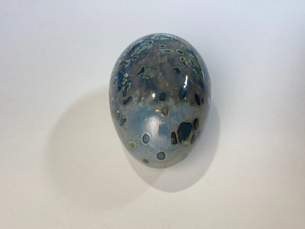 Egg spotted blue-grey - Oiva Toikka Nuutajärvi - täplikäs siniharmaa Muna